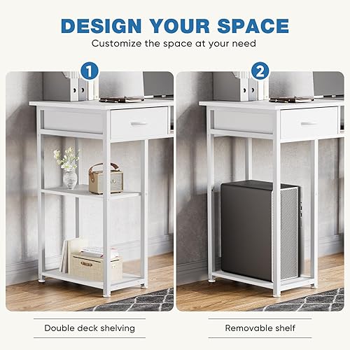 Miniatura 5 de OLIXIS Escritorio de 48 pulgadas con cajones, escritorio de computadora para oficina en casa con estantes ajustables en ambos lados, mesa de estudio