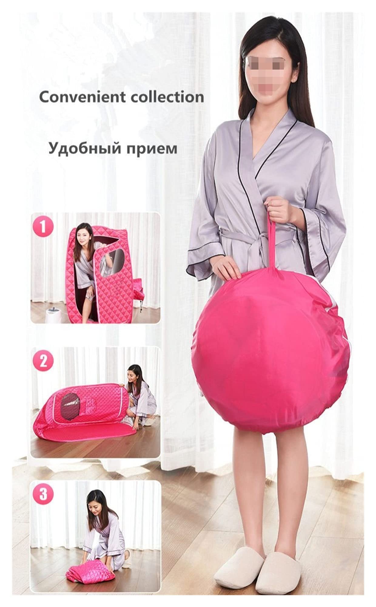 Koc do sauny na podczerwień Większy namiot sauny do przenośnego KĄPIEL PAROWA Fold Sauna Kabina Tylko namiot sauna nie obejmuje generatora pary Możliwość zdalnego sterowania(Color:Red Single Style)