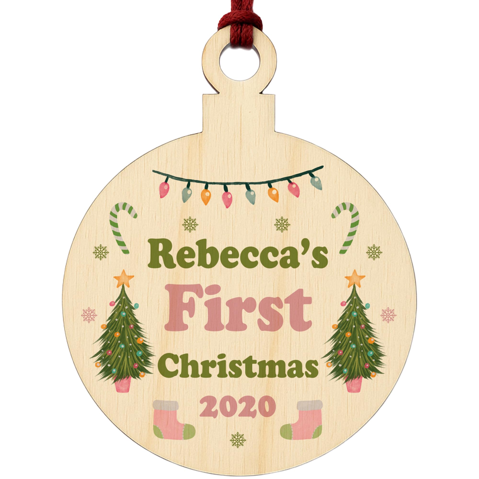 Personalised Christmas Tree Decoration For New Baby Wooden Bauble Couple Gift