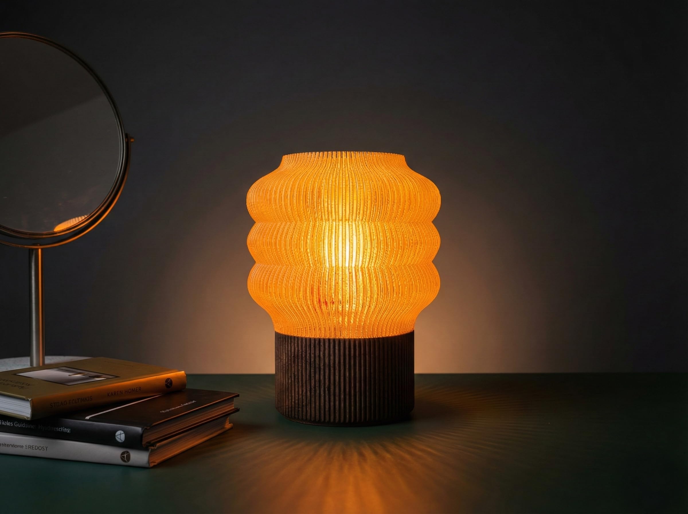 Kumbuk | Warm Ambient Glow Table Lamp with Textured Ribbed Design 3D Printed-image-33
