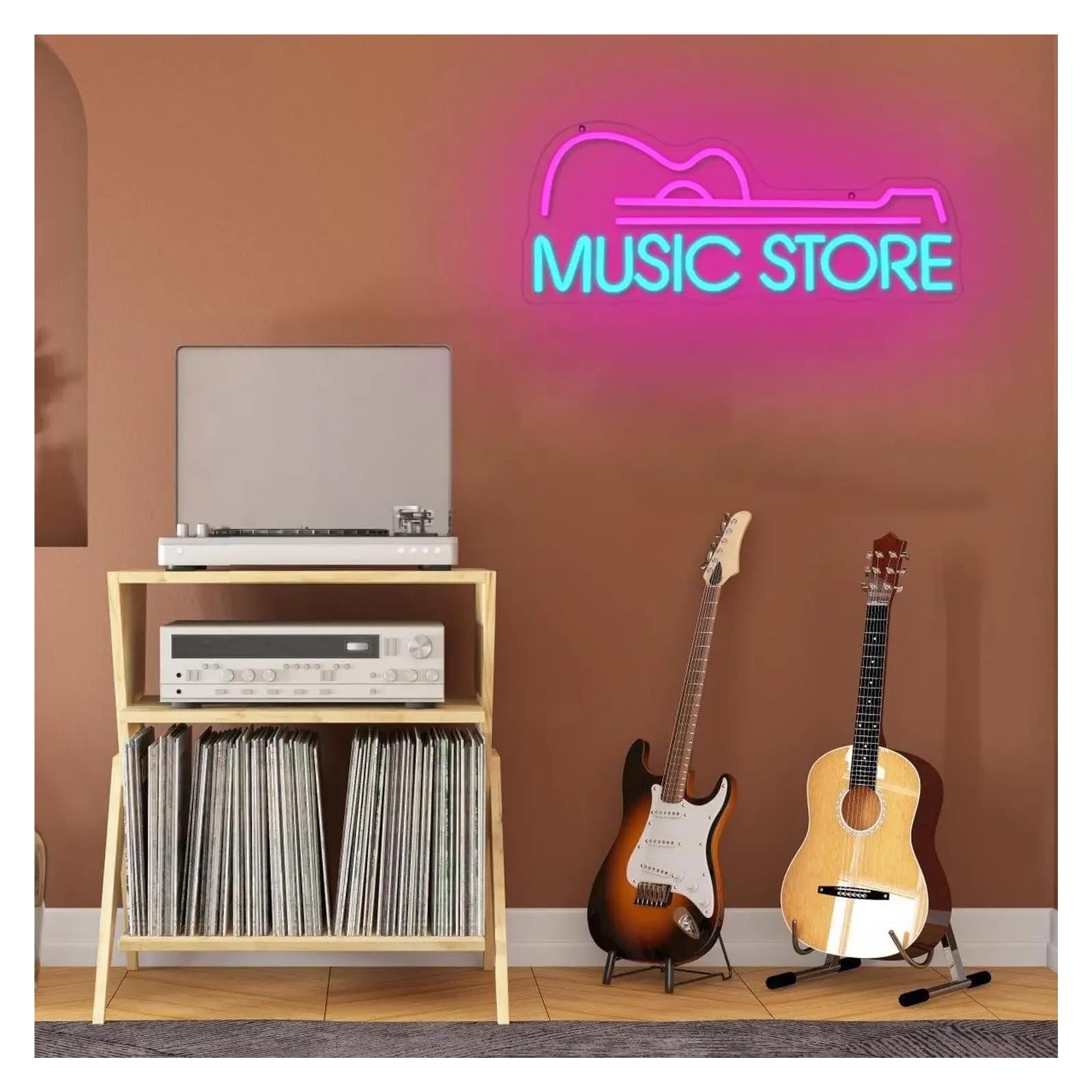 Luci al Neon Da Parete Music Store Insegna Al Neon USB Dimmerabile Per Bar Negozio Di Attrezzature Musicali Decorazioni Per Pareti In Studio Per Feste 42x18cm