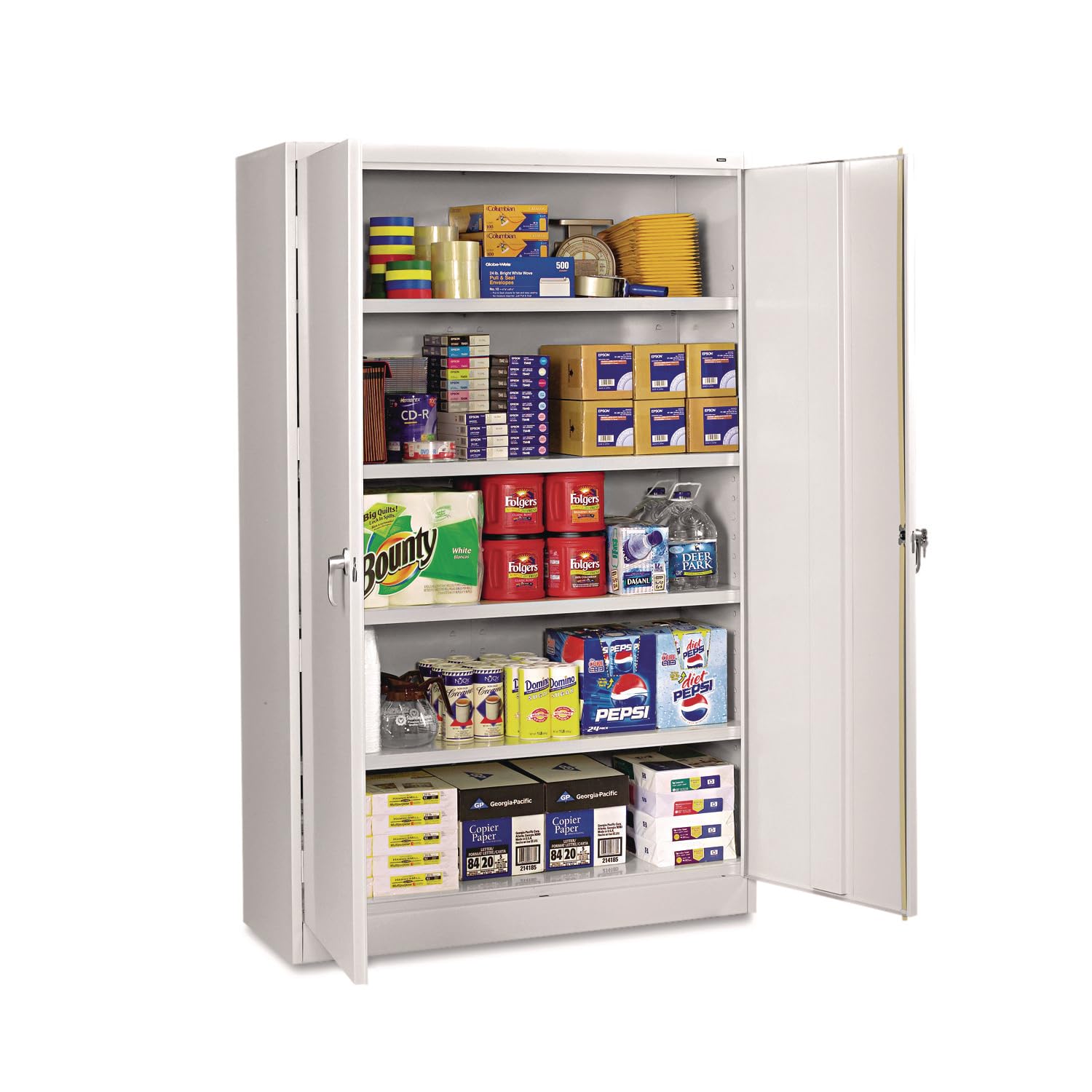 Tennsco J2478SULGY Assembled Steel Storage Cabinet, 48w x 24d x 78h, Light Gray