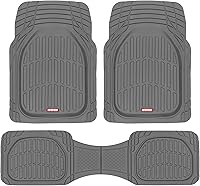Motor Trend FlexTough Gray Deep Dish All-Weather Floor Mats - Waterproof Trim-to-Fit Universal Liners for Cars Trucks SUVs