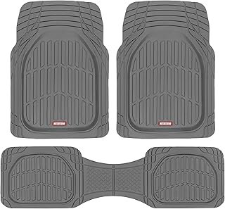Motor Trend FlexTough Floor Mats for Cars, Gray Deep Dish All-Weather Mats, Waterproof Trim-To Fit Automotive Floor Mats for Trucks SUV, Universal Liner Car Accessories