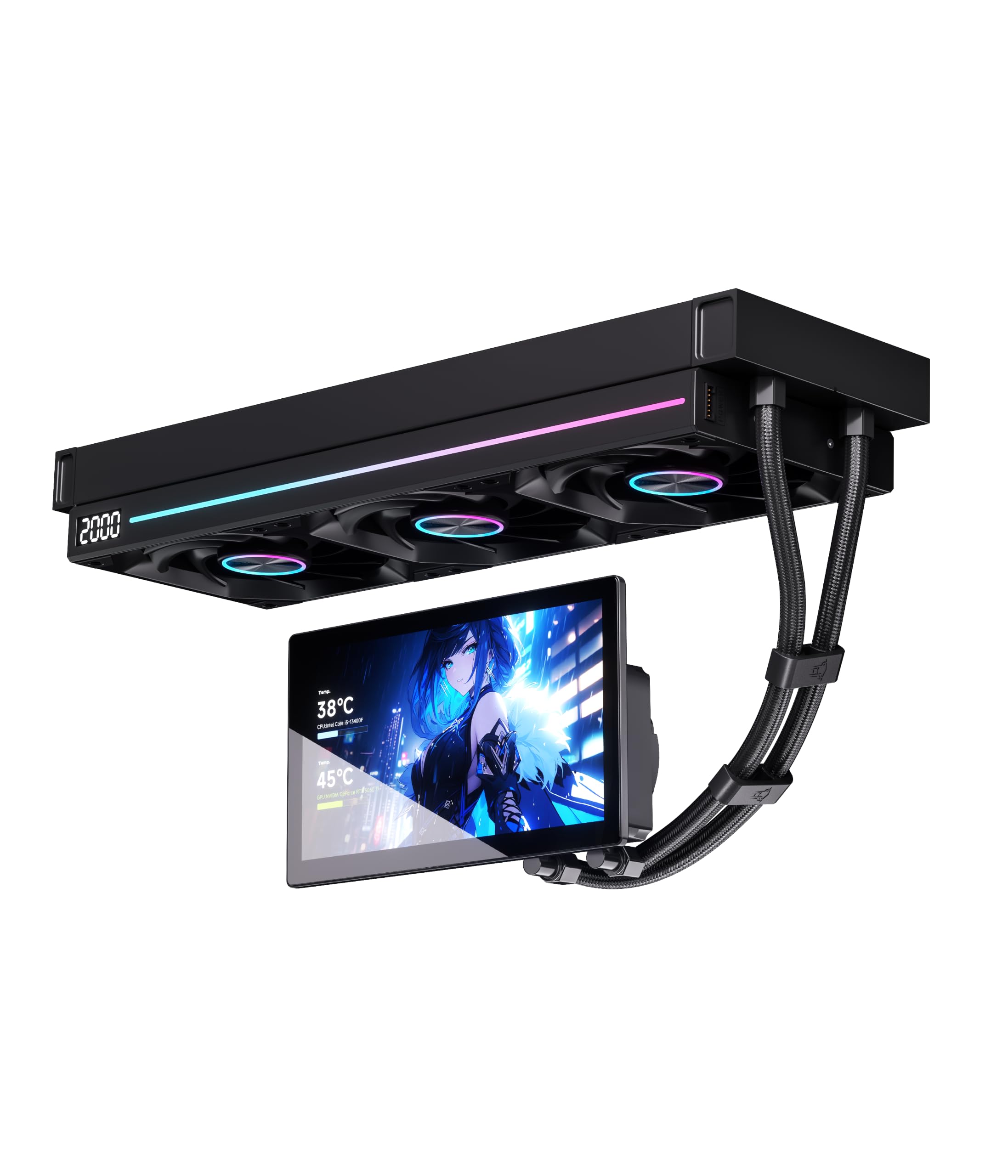 TZMRIT UF360-AL Aio Wasserkühlung 360mm mit 7"LCD 
Magnetisch Bildschirm | 360° Drehbarer Bildschirm Display,Aluminium ARGB Seitenbeleuchtung,ALL-IN-One 2300RPM PWM Lüfter mit Drehzahlanzeige
