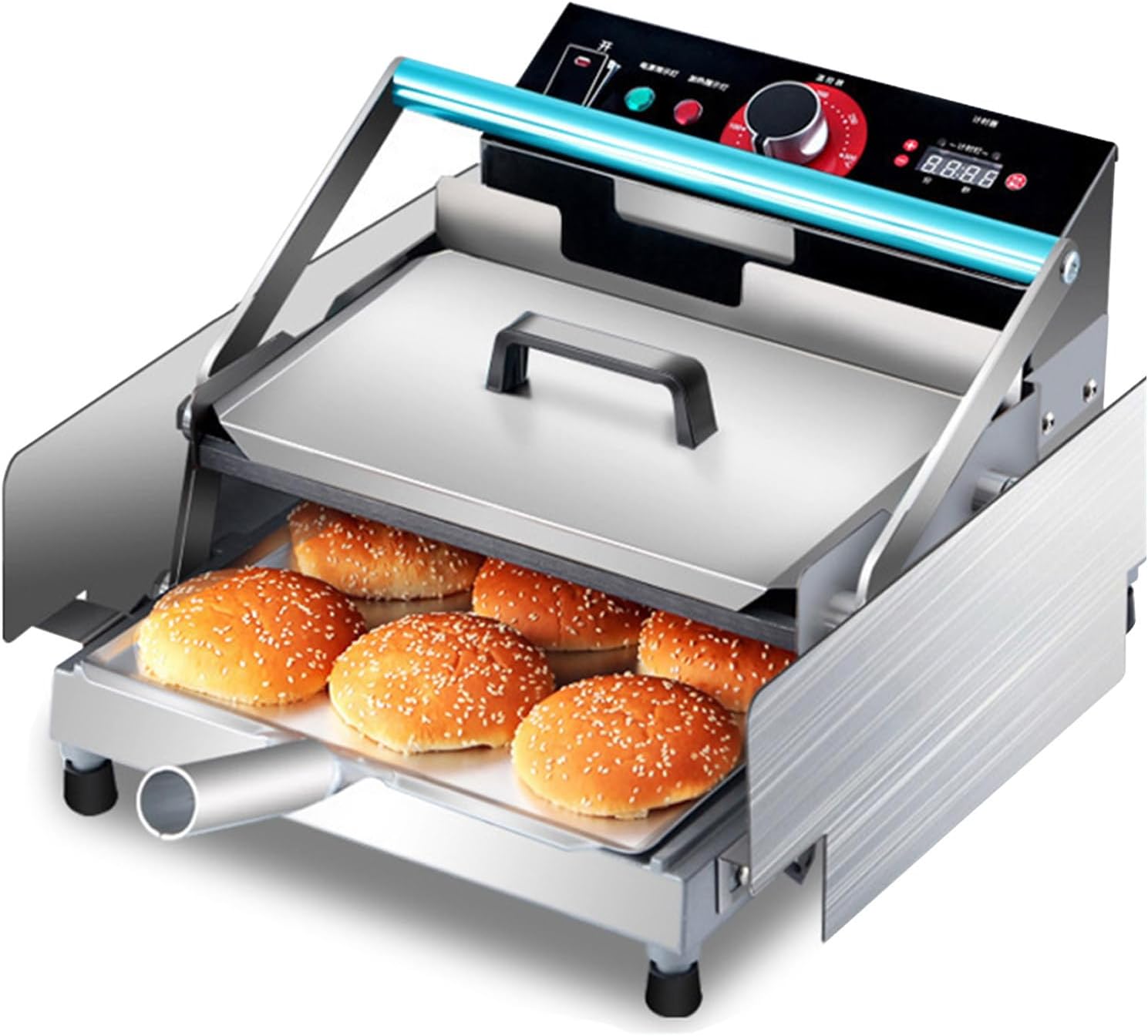 Intelligent Control Hamburger Grilling Machine Stainless Steel Toasters for Hamburger 50-300°C Adjustment 2000w Commercial (12pieces)