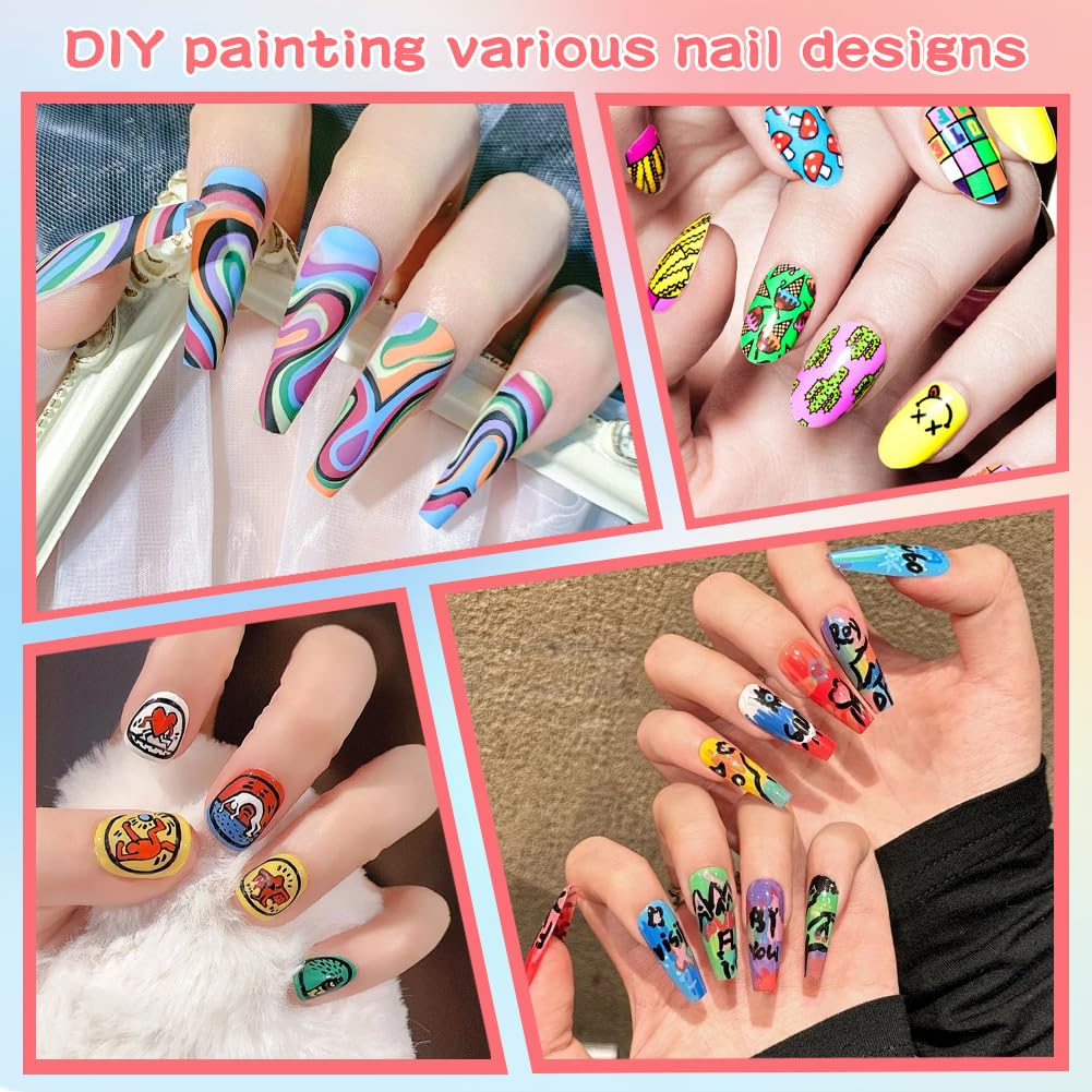 12 Colors Nail Art Pens Set, Quick Dry Nail Polish Markers for DIY