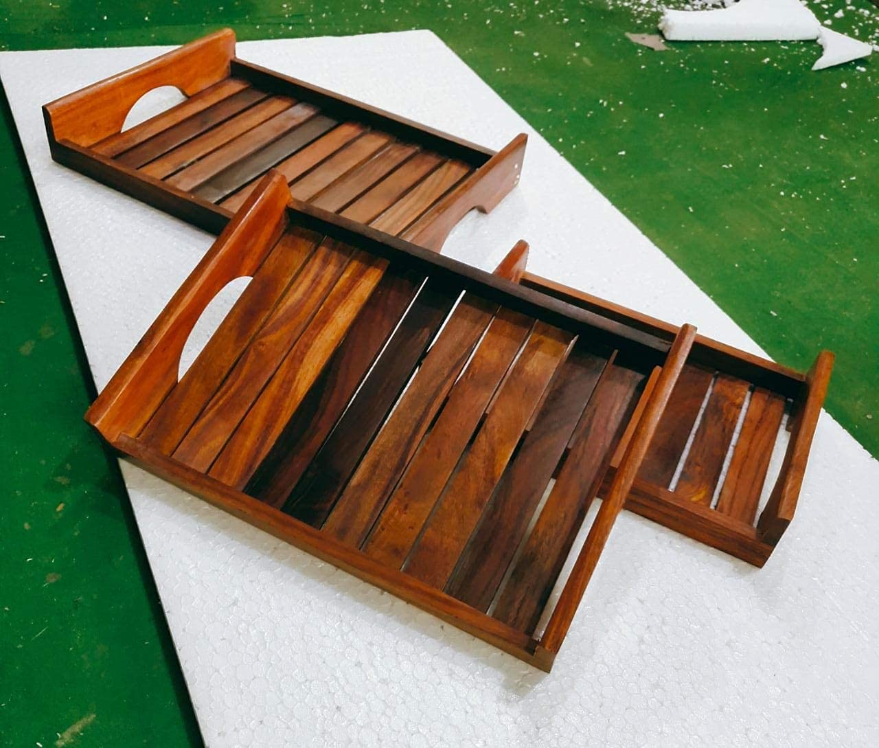 Exclusive Collection Nice Collection Wooden Serving Tray (Brown) - Set of 3