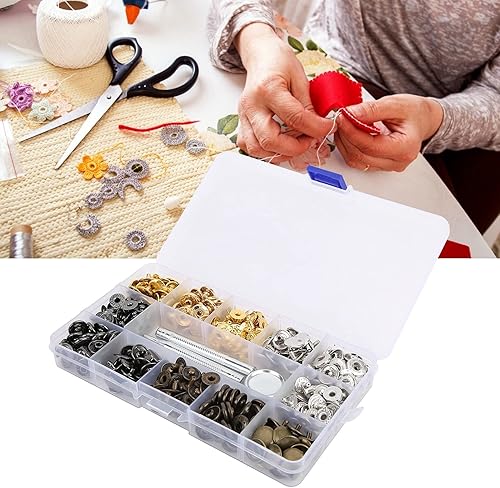 Miniatura 4 de Juego de 120 cierres de cuero, botones de metal con 4 herramientas de ajuste, 4 broches de cuero de color para ropa, pulseras, bolsas