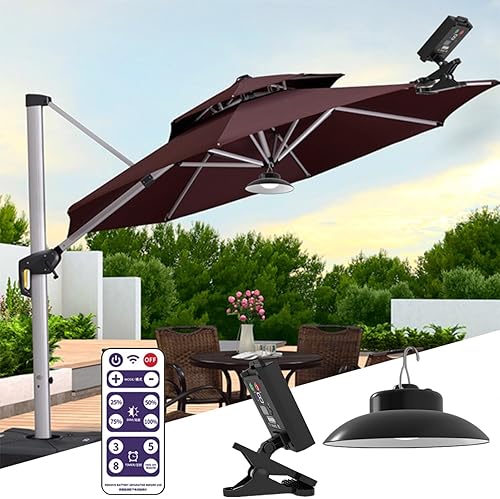 Solar Umbrella Lights Outdoor, Timed Remote Control, Solar Powered Patio Umbrella Lights LED Umbrella Patio Lights for Beach Tent Camping Garden