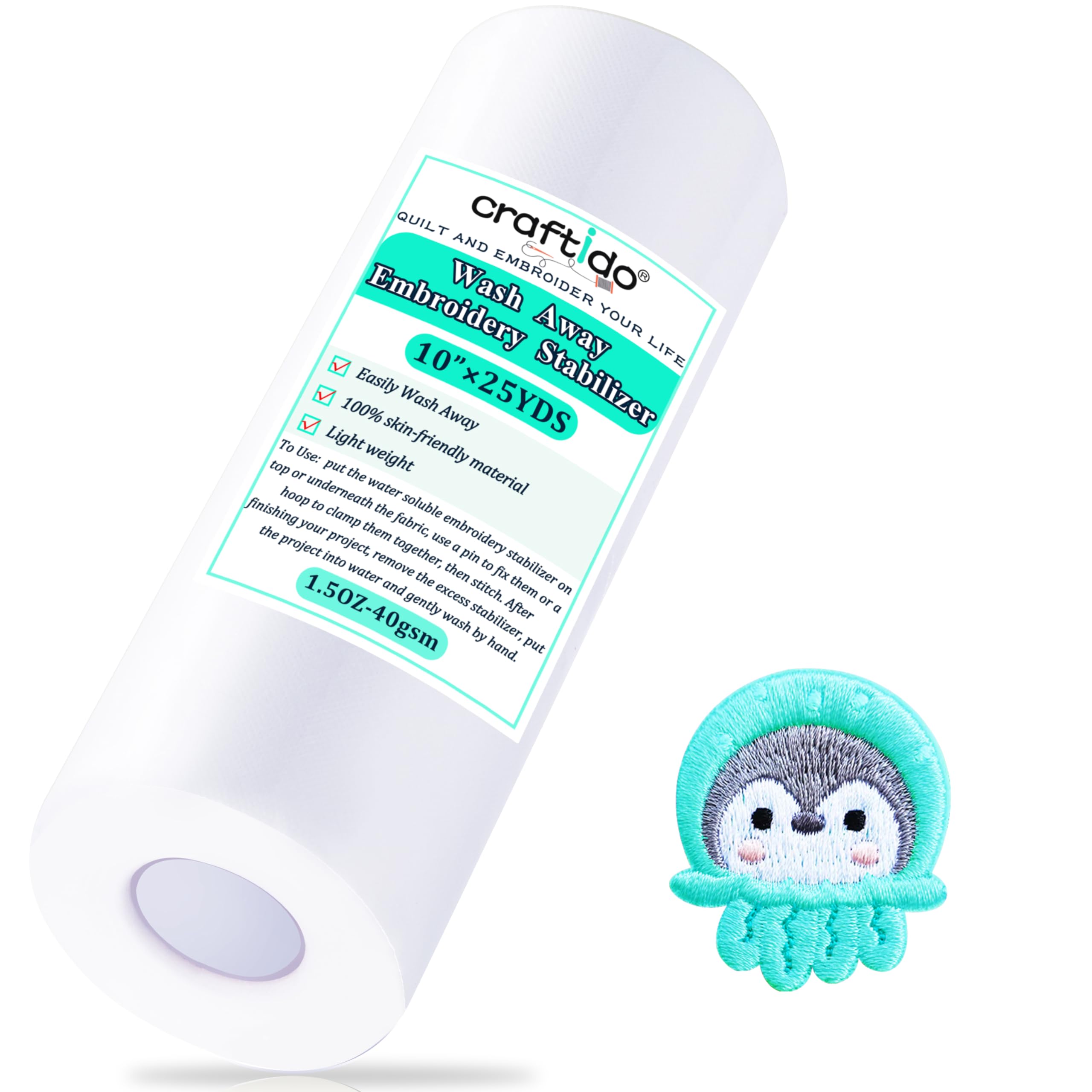 Amazon.com: Craftido Wash Away Embroidery Stabilizer Backing -10