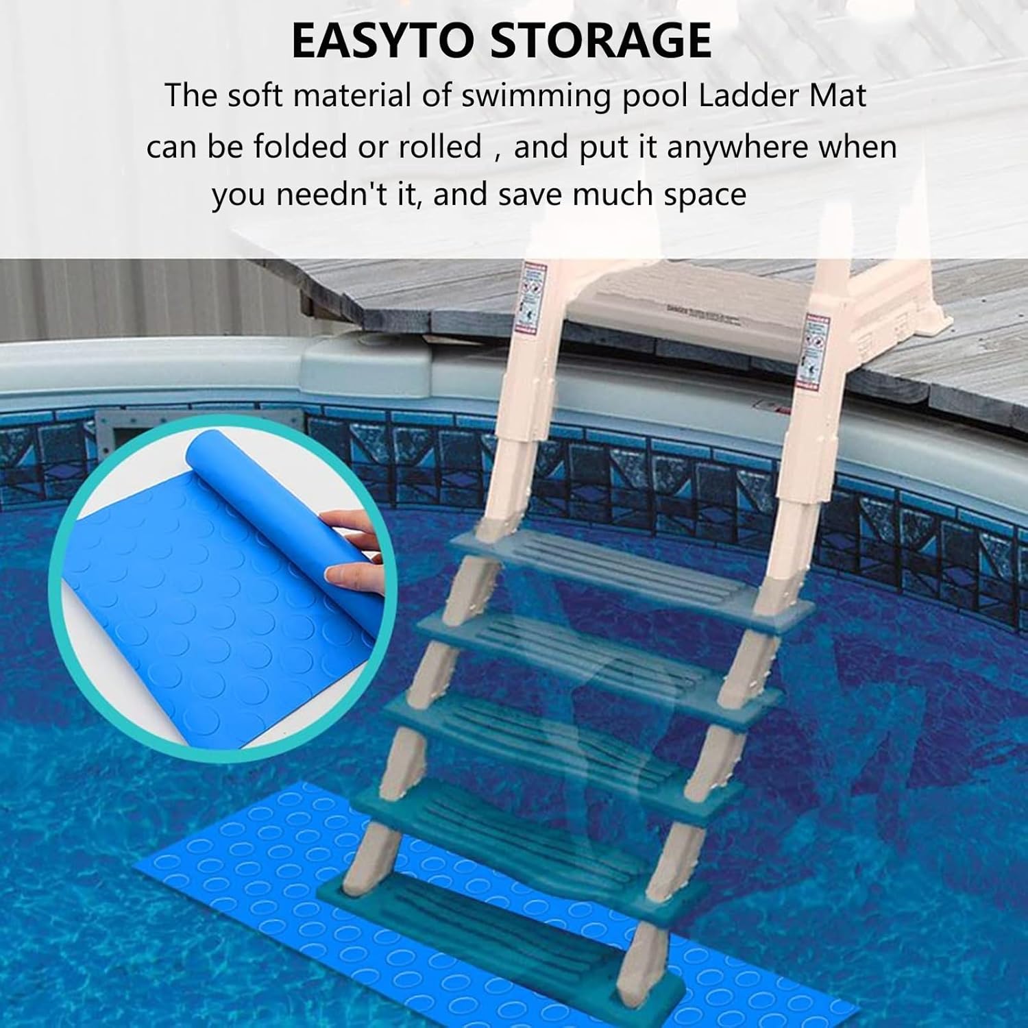 Swimming Pool Ladder Mat, Protective Pool Ladder Pad, with Non-Slip, Step Mat, for Above Ground Pool Ladder(2pcs)(35''x15.7'')