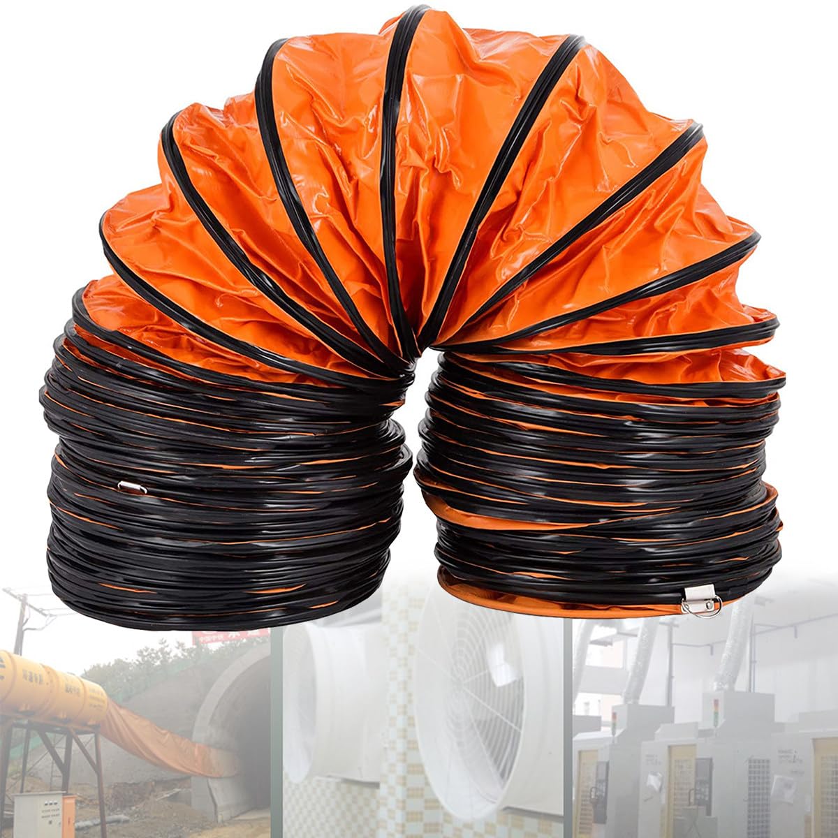 Tuyau de ventilation flexible en PVC – 200 mm de diamètre, 5 m de long, extracteur portable pour ventilateurs d'échappement à la maison et sur le chantier, et solution de circulation d'air efficace