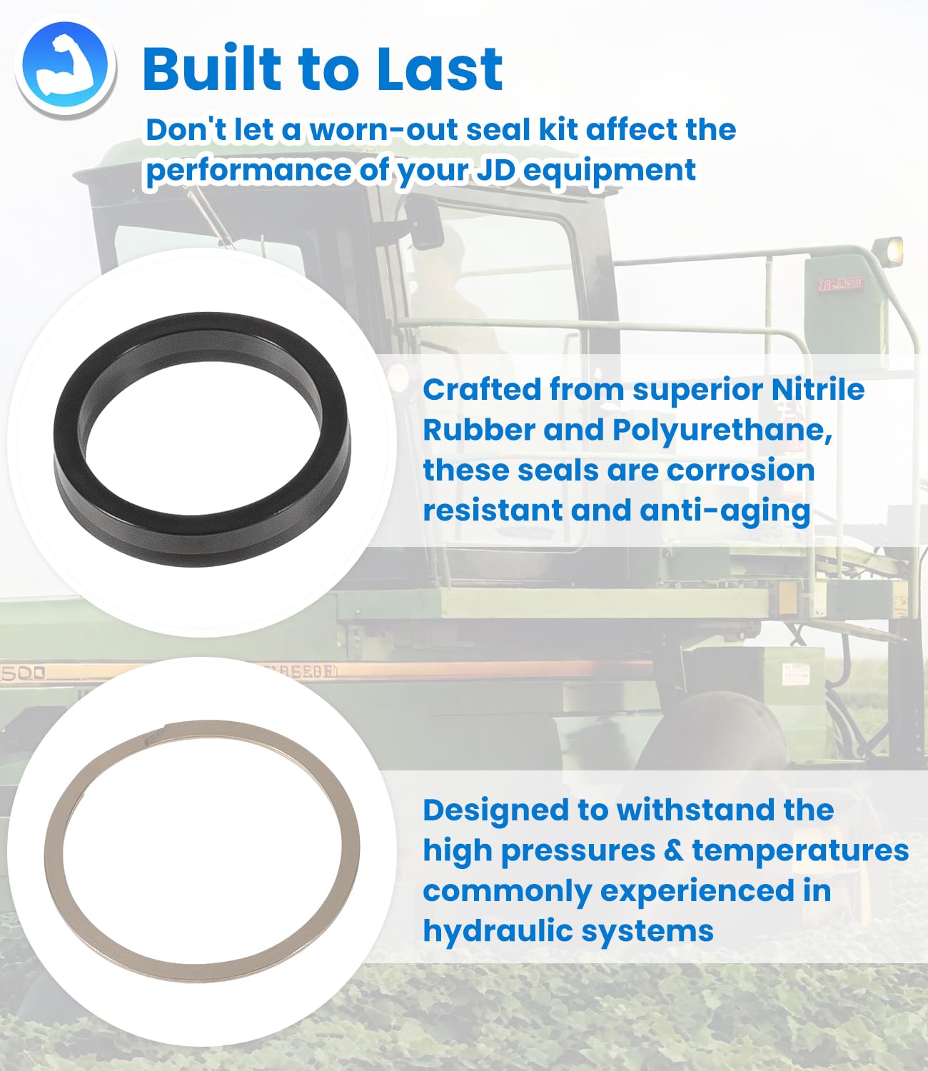 AE43288 Round Baler Tension Gate Cylinder Seal Kit for John Deere 430 & 530 Baler Cylinder, Replaces AE43288, AE50113, Fits Cylinder AE40898, AE40897