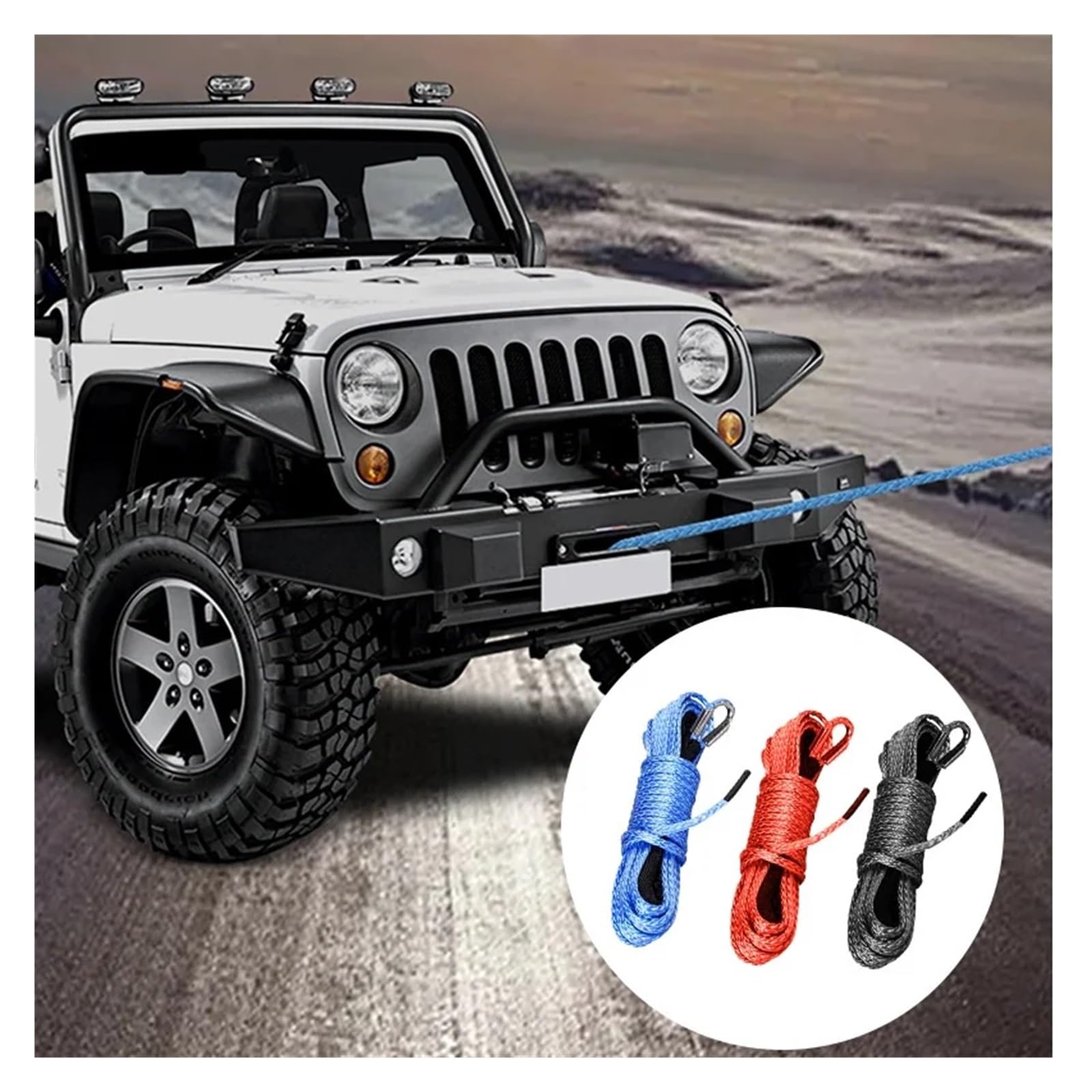 Dla ATV UTV SUV 4X4 4WD 5mm 15m Lina Kablowa Sznurek Z Włókna Syntetycznego Wciągarka Holownicza 5500lbs/7700lbs Solidna I Niezawodna(Blue)