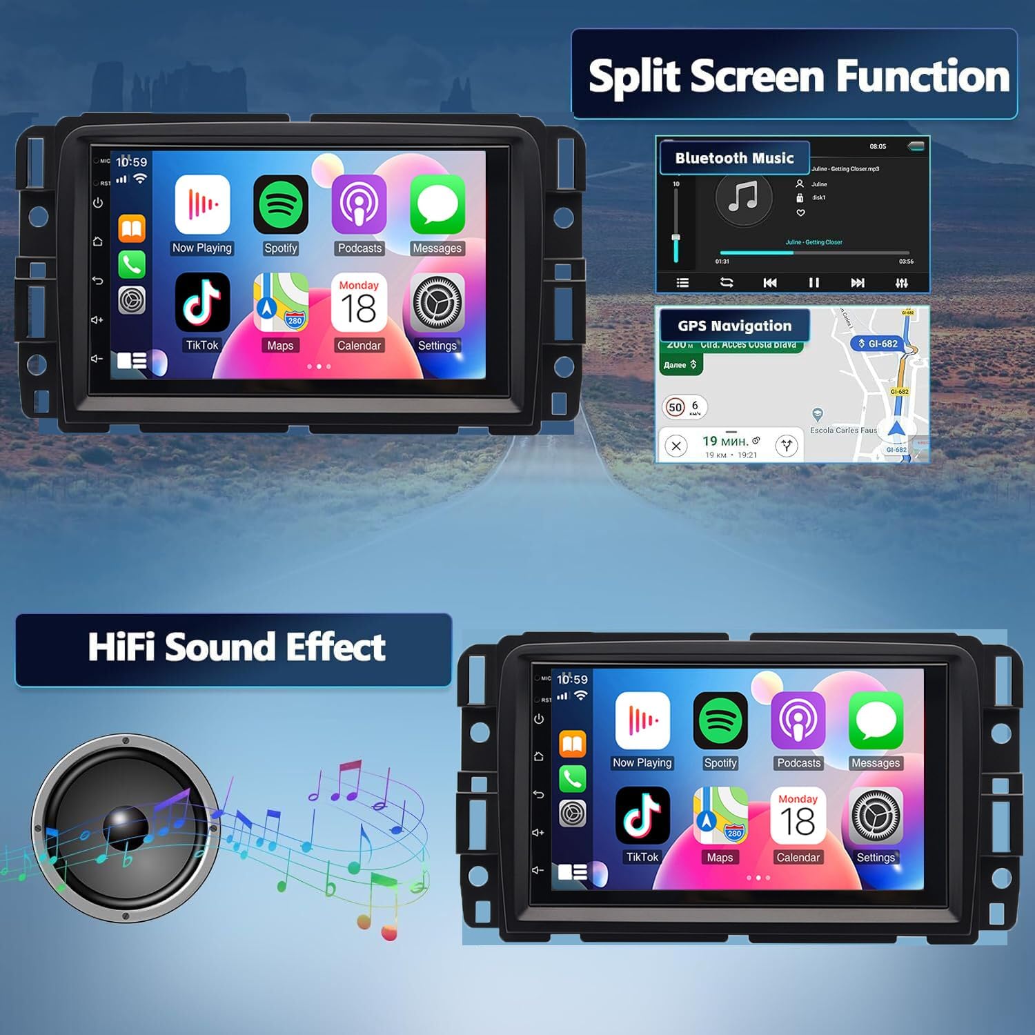 4G+64G Android 14 Car Radio for Chevrolet Traverse 2013-2017 for GMC Acadia 2013-2017 for Buick Enclave 2013-2017,7 Inch Touch Screen Stereo with GPS SWC with CarPlay Wireless Android Auto