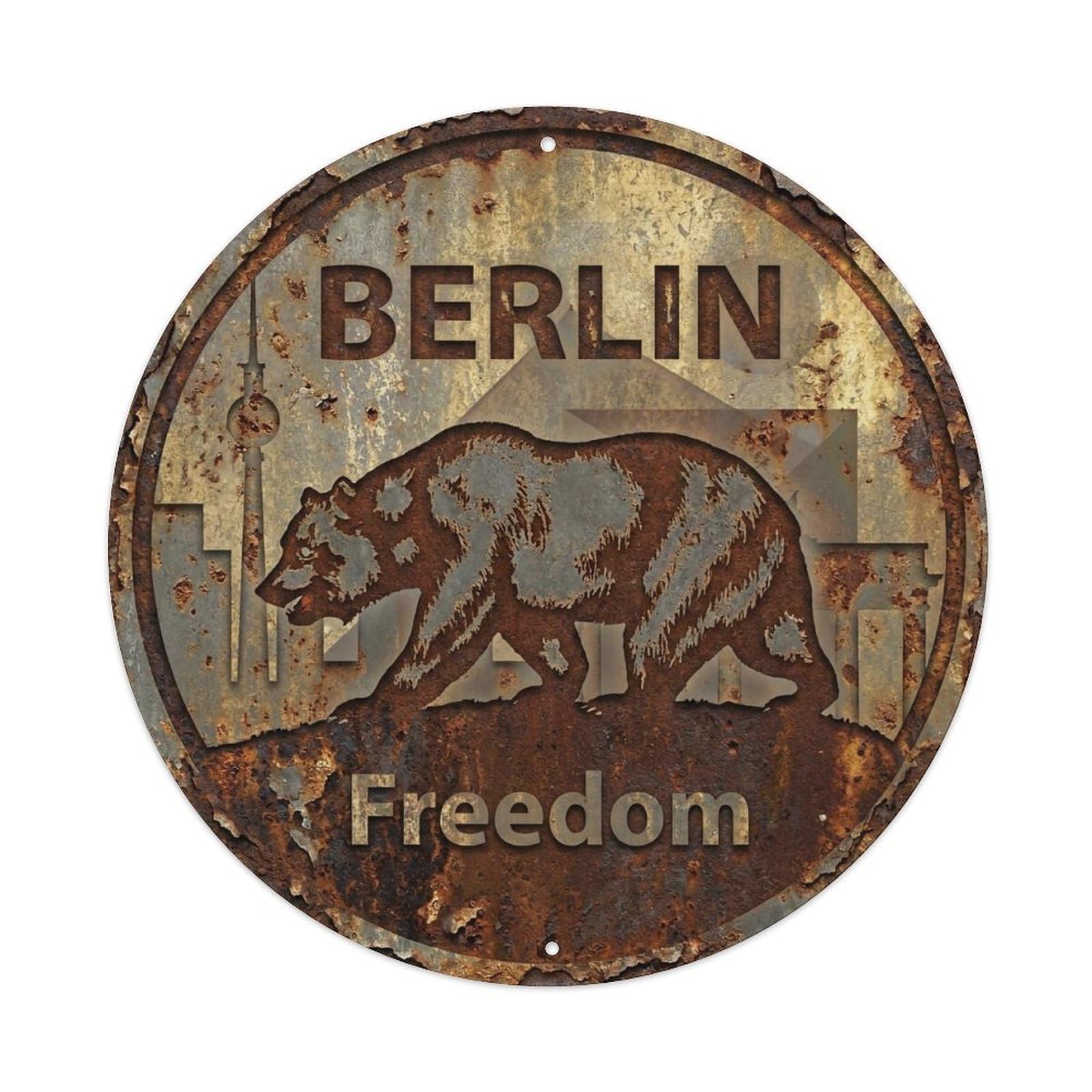 Yrnq 8X8inch Vintage Style Vintage Travel Berlin Germany Celebration Metal Tin Sign