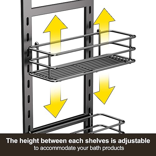 Miniatura 4 de Orimade Organizador de ducha antideslizante ajustable sobre la cabeza, organizador colgante de baño a prueba de óxido con 2 ganchos para maquinilla