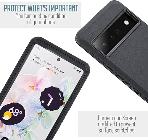 Miniatura 4 de Customerfirst - Funda para Google Pixel 6A, funda para Pixel 6A 5G con funda de clip para cinturón protector de pantalla integrado resistente a