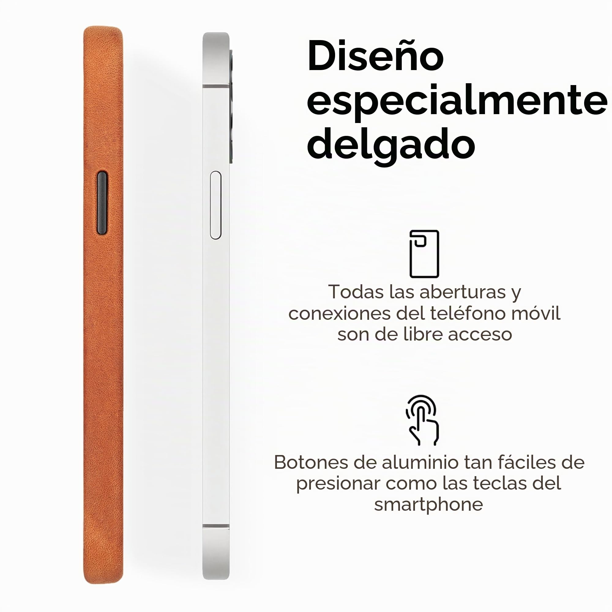 WIIUKA Funda para iPhone 13 Pro Max, piel alemana, extrafina, funda para teléfono móvil, funda para teléfono móvil, funda Qi, marrón vintage
