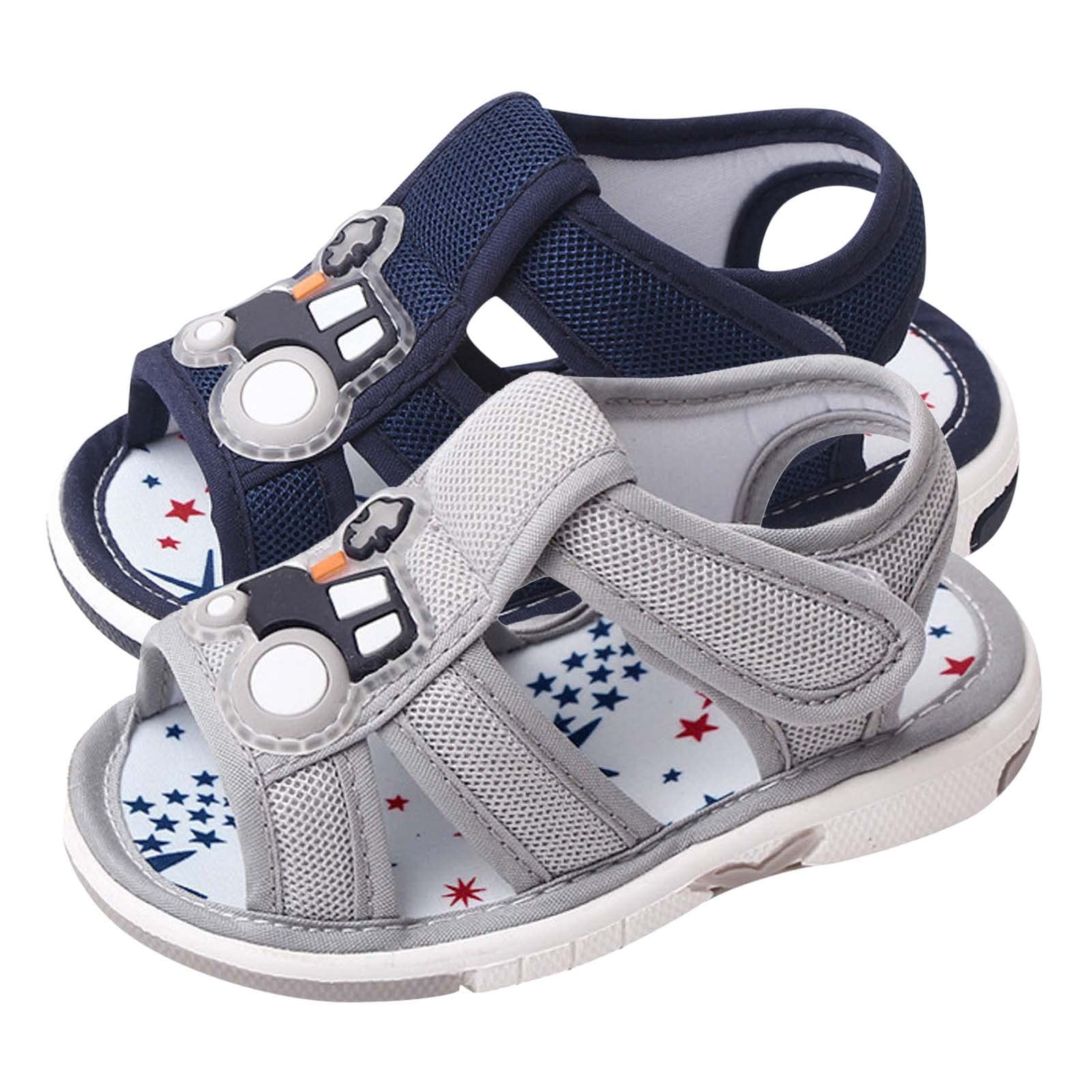 RNTOP Baby Boy and Unisex Sandal Shoes for Infant/Toddlers Outdoor First Walkers Cartoon Open Toe Sneaker (Grey, 6.5 Toddler)