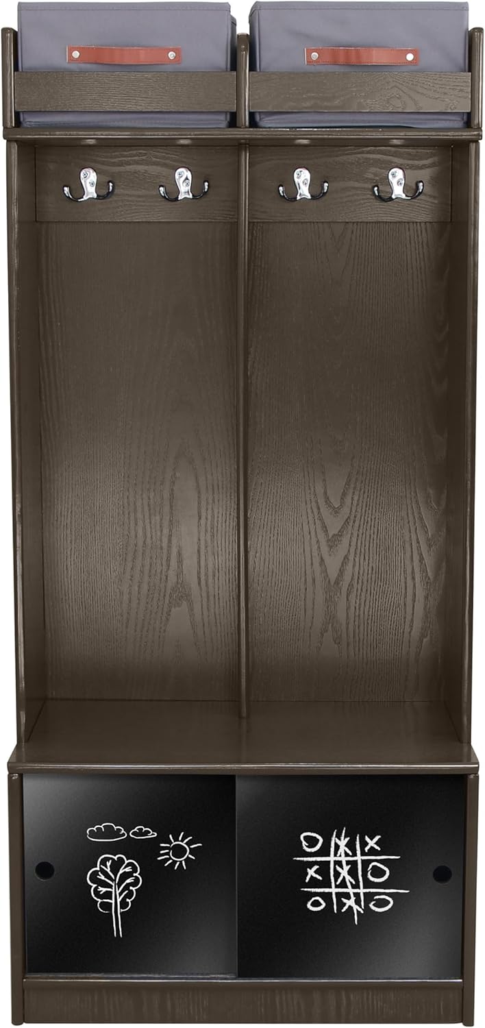 Little Partners Deluxe Cabinet Cubby Organizer, Learn 'N Store Wooden Classroom Cubbies Compartment Lockers for Storage of Toddlers and Kids Coats, Equipment, Backpacks (Premium Charcoal)