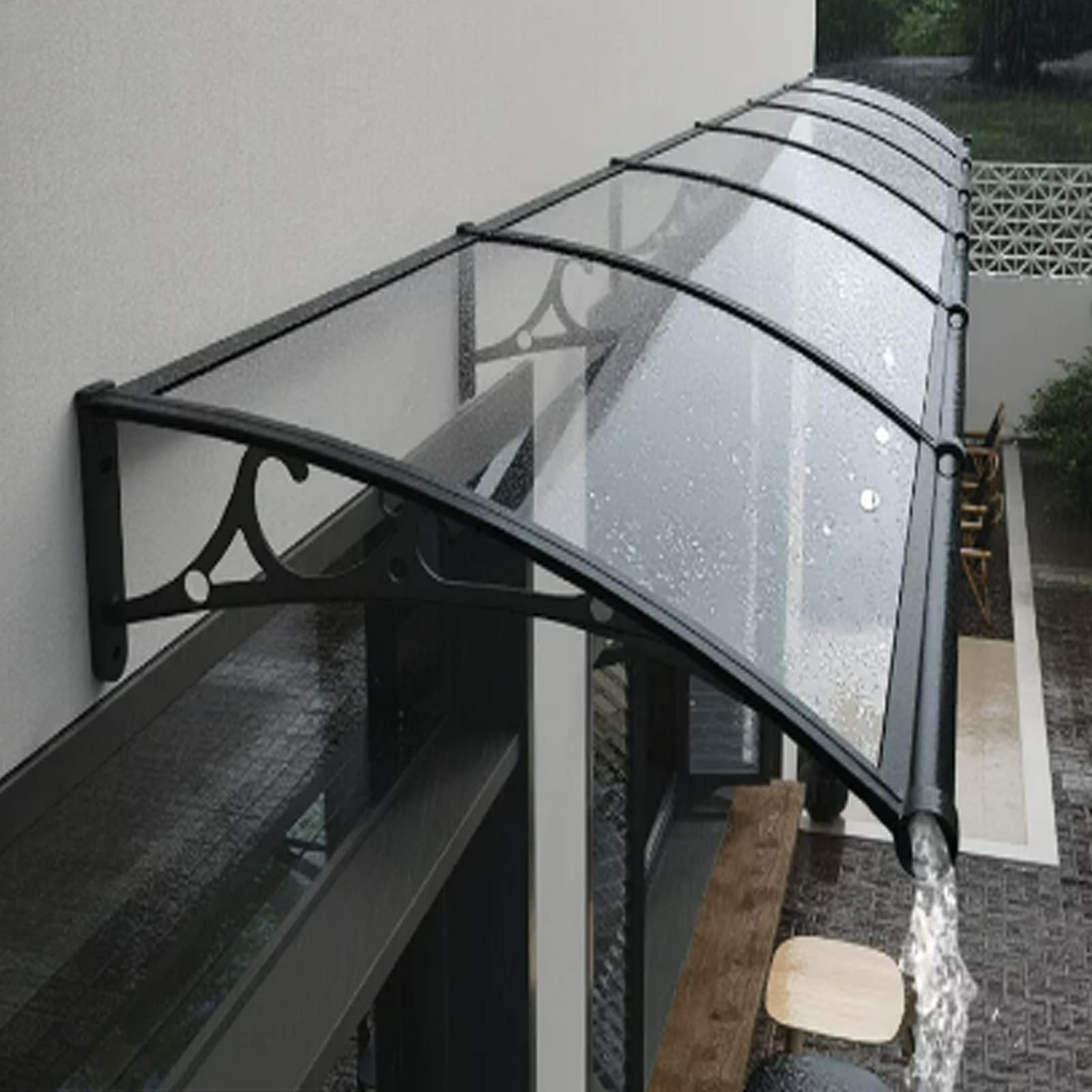 UV Rain Snow Sunlight Protection Front Door Canopy,Transparent Patio Awning (80x300cm)