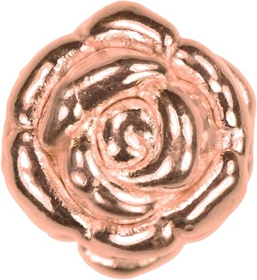 uGems 14K RGP Sterling Silver Rose Flower Bead Rose-Gold-Plated 1-micron Gold Plate 1mm-Hole 12mm x 8mm