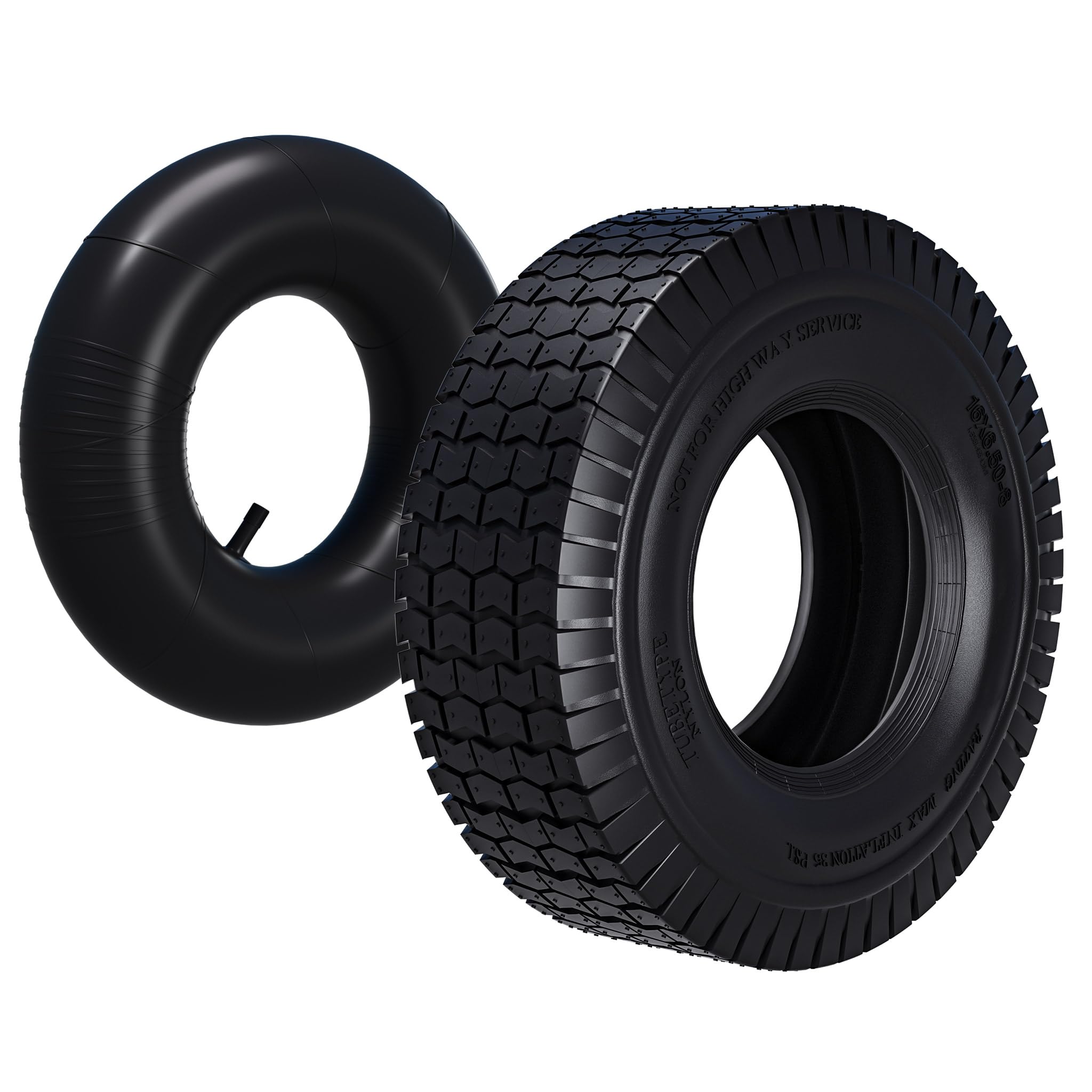 Wiltec Reifen 16x6.50-8 4PR Komplettrad für Aufsitzmäher Rasentraktor mit Schlauch