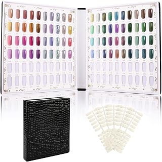 Segbeauty Libro de Exhibición de 120 Colores de Uñas, Tabla de Colores con 144 Puntas de Uñas, Kits para Manicura y Pedicura, Textura de Cocodrilo Negro