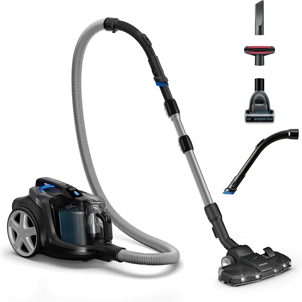 Philips Odkurzacz bezworkowy serii 7000, Technologia PowerCyclone 8, 900W | Nasadka TriActive+ LED, Filtr antyalergiczny