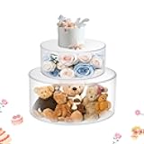 2Pcs Acrylic Cake Display Stand 6'' 10'' Round 2 Tier Clear Cylinder Cake Box for Wedding Birthday Party Decor (6 / 10 Inch)