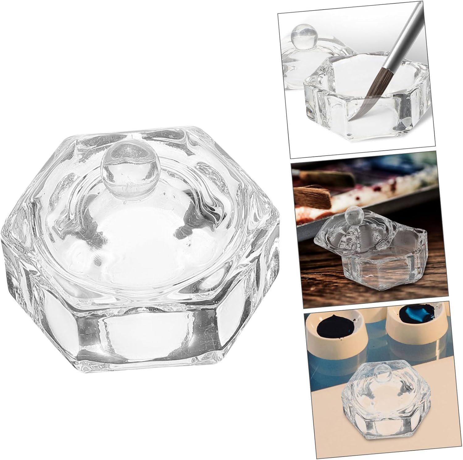 2pcs Crystal Cup Glass Washing Cup Dip Pen Cleaning Tool Pen Holder Multipurpose Holder Elegant Design