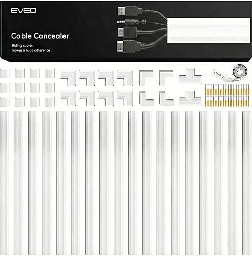 Cord Covers for Wires on Wall - 300in Cable Management Cable Hider - Cord Hiders for TV On Wall - Paintable Cable Concealer - Wire Covers for Cords - 20X (L16 x W1.1 x H0.55) - Large | White