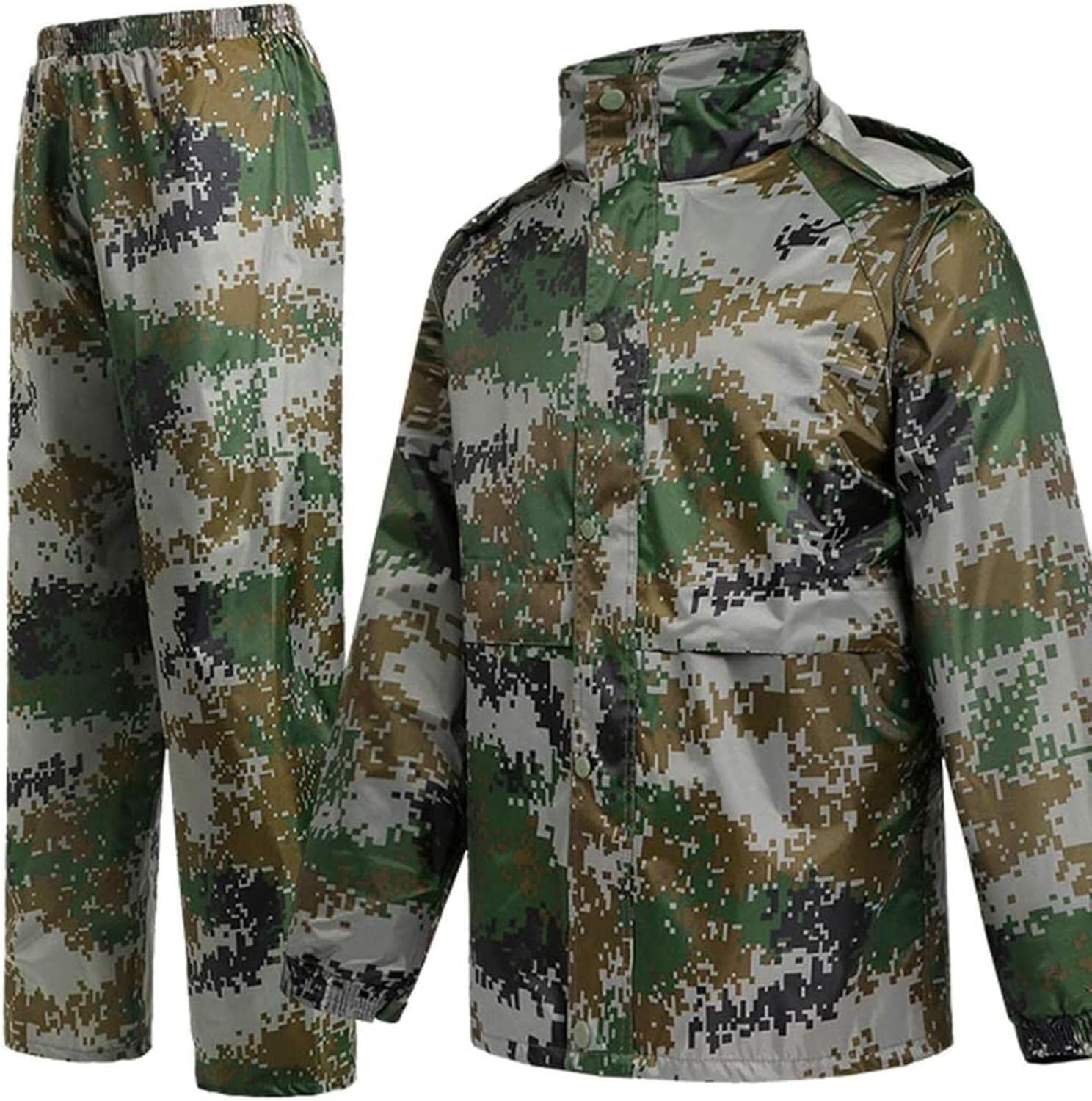 VUIKLCty Men's Raincoat Women's Raincoat Men's Fishing Rain Gear Hooded Raincoat Outdoor Lightweight Jacket With Trousers(3XL)