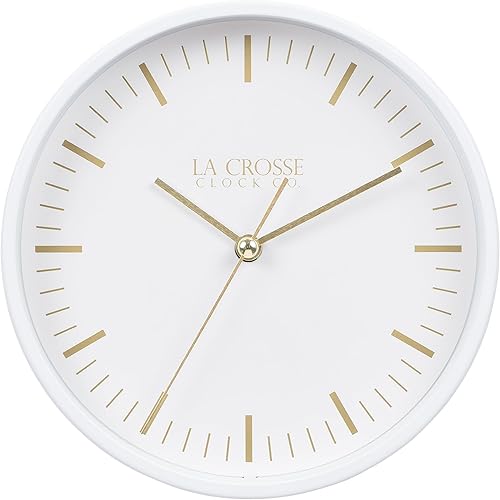 La Crosse Reloj 404-3715 Etta de pared y mesa de metal silencioso reloj de cuarzo