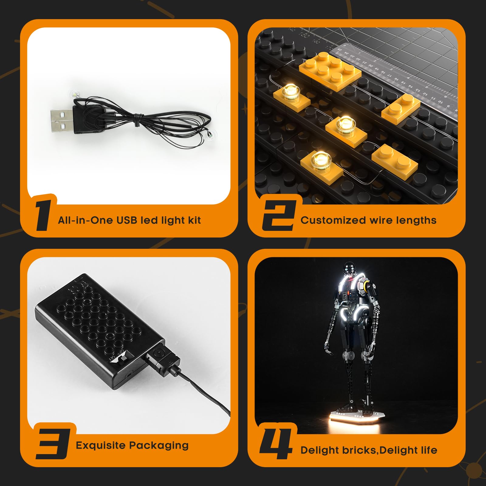 LIGHTAILING Zestaw świateł do Lego-75434 droid bezpieczeństwa K-2SO - zestaw oświetleniowy LED, kompatybilny z modelami klocków Lego - zestaw modeli nie wchodzi w zakres dostawy
