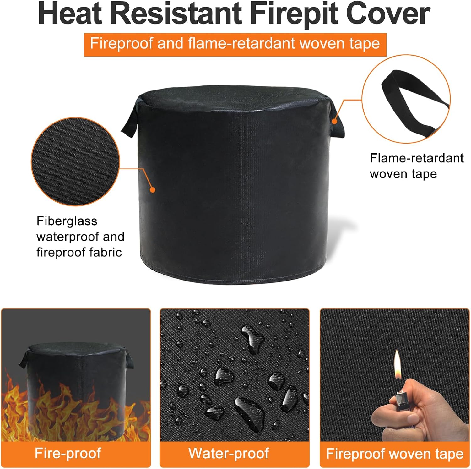 Fire Pit Cover for Solo Stove Range Outdoor Smokeless Firepit Round Waterproof Fireproof Shelter,Air Vents,Anti-UV&Heat Resistant Fire Pits Cover for 12-17 inch Gas Fire Pits