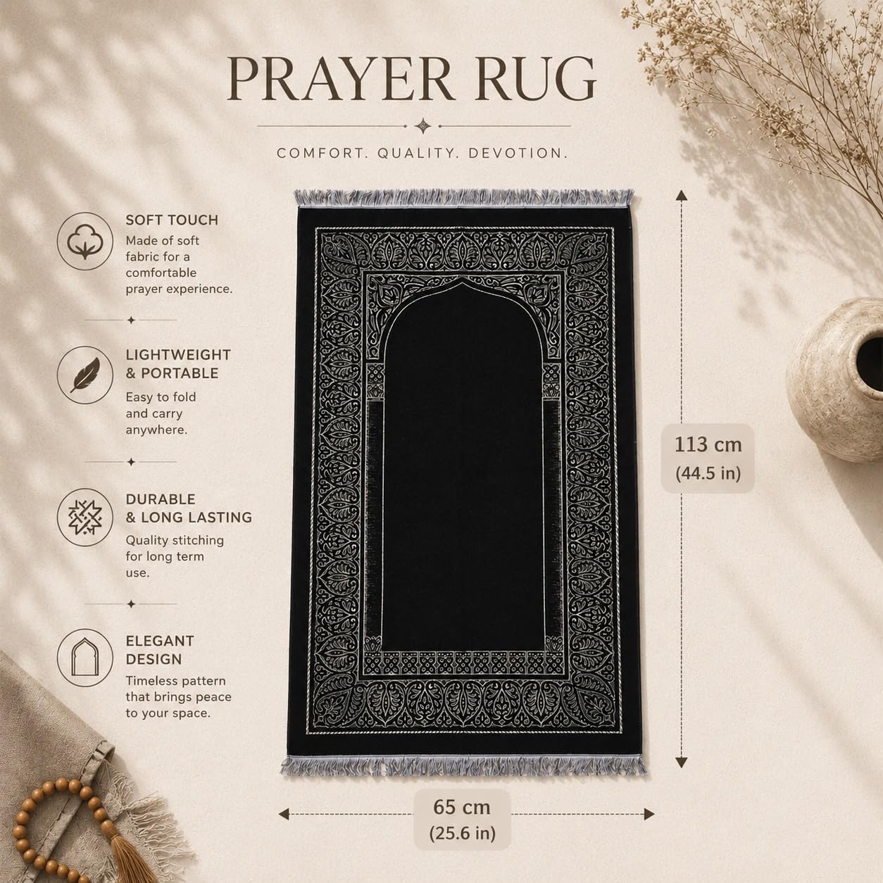 Luxury Islamic Gift Set - Women & Men – Quran, Prayer Mat, 99 Bead Tasbih, Digital Tasbeeh Counter & Mini Quran in Elegant Gift Box – Ramadan, Eid, Hajj, Umrah, Wedding & Muslim Gifts(601) image 3