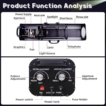 Stage Follow Spot Light, Manual Control Stage Light, Adjustable Aperture Manual Control, for Wedding Birthdays Christmas Party.