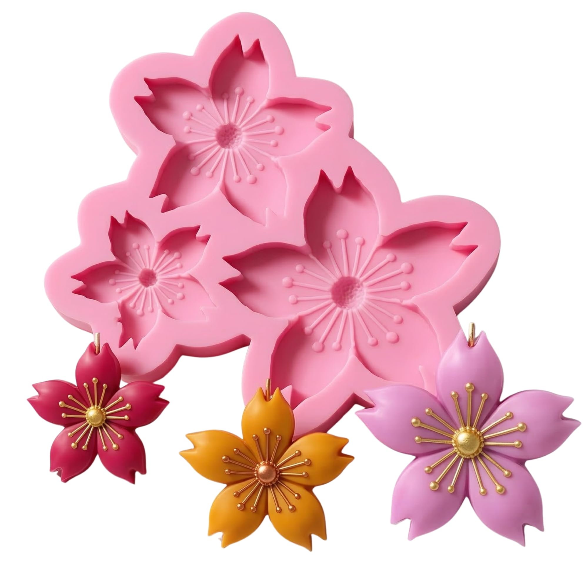 3 Cavity Sakura Flower Candle Mould Silicone | Cherry Blossom Floral Mould for Candle Making, Resin, Soap, Chocolate, Fondant Mould for Cake Decorations | 3D Decorative Flower Shape DIY Craft Mold-image-31