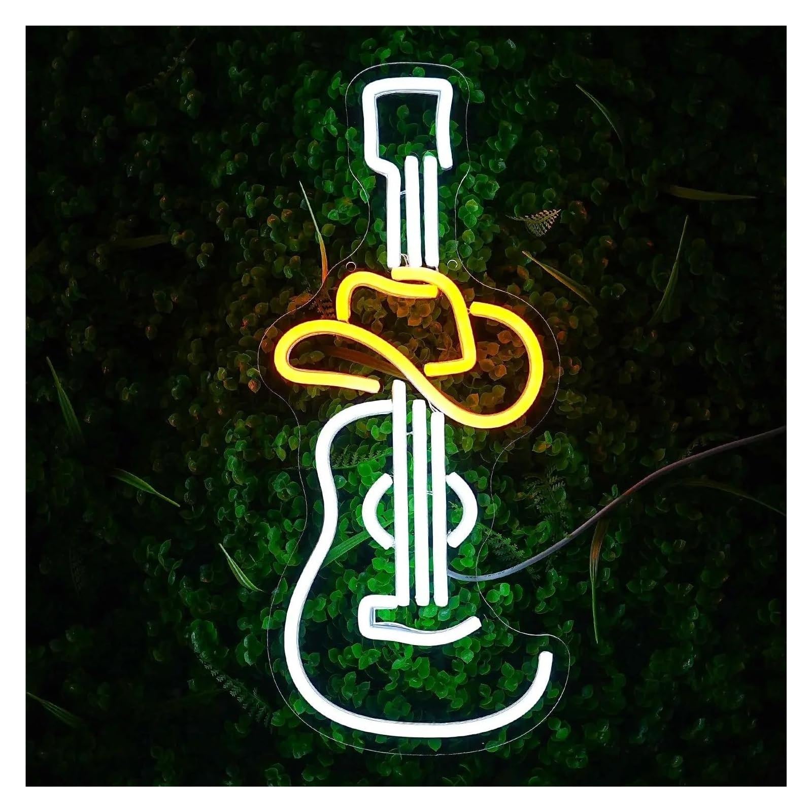 Insegna al Neon Insegna Al Neon Dimmerabile Con Cappello Da Cowboy, Chitarra E Musica, Studio, KTV, Band, Bar, Arte, Caverna, Camera Da Letto, Negozio, Decorazione Da Parete