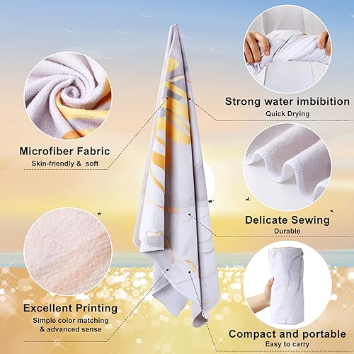 Miniatura 3 de Redbaker 2 toallas de playa de Mr and Mrs para novios, esposo y esposa, 60 x 30 pulgadas, toalla de playa de microfibra para luna de miel, pareja de