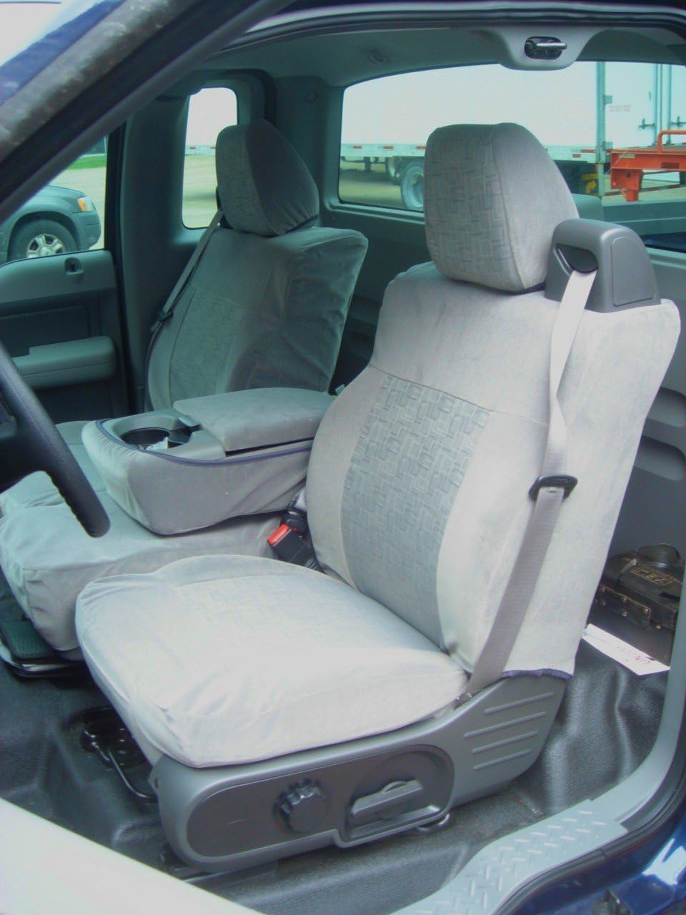 Durafit Seat Covers Made to fit 2004-2008 Ford F150 XLT Exact Fit Seat Covers for Front and Back Seats, in Gray Automotive Velour