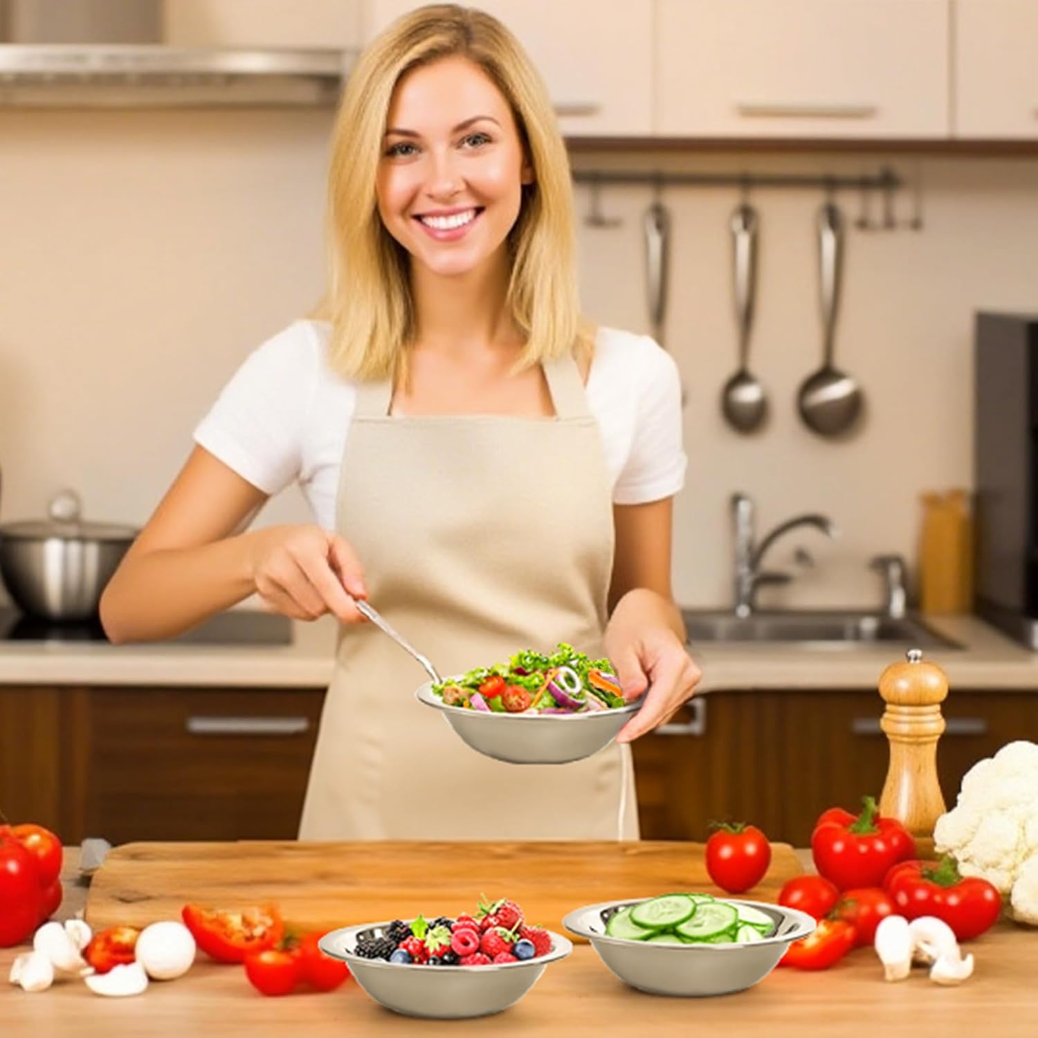 Okllen 10 Pack Small Stainless Steel Bowls, 6 1/2 Inch Wide Kitchen Metal Bowl with Flat Base, 3/4 Quart Prep Bowls for Meal Prep, Cooking, Serving, Baking - Image 6