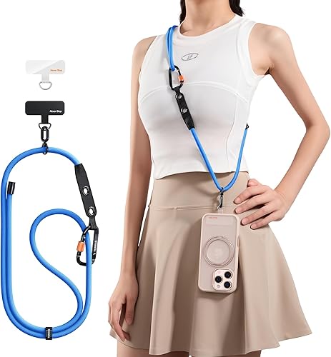 Miniatura 9 de TORRAS Cordón para teléfono con bucles colgantes, correa antirrobo ajustable para el cuello para iPhone 17 Pro, amigable con la piel, 2 lengüetas,