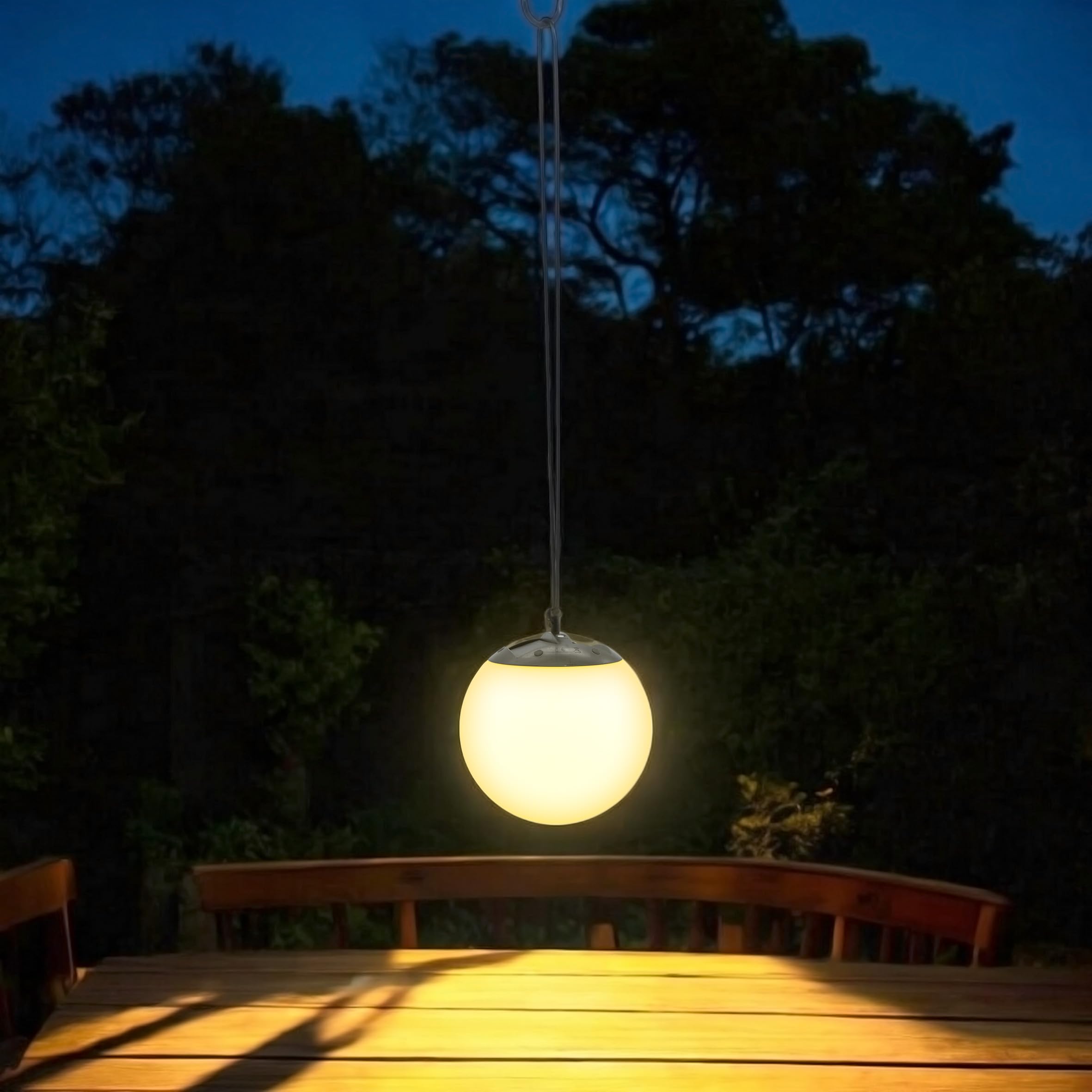 Spetebo Premium Solar LED Hängeleuchte - 20 cm - Kugelleuchte zum Hängen mit 4 LED in warm weiß - Garten Balkon Terrasse Deko Kugel Lampe Beleuchtung