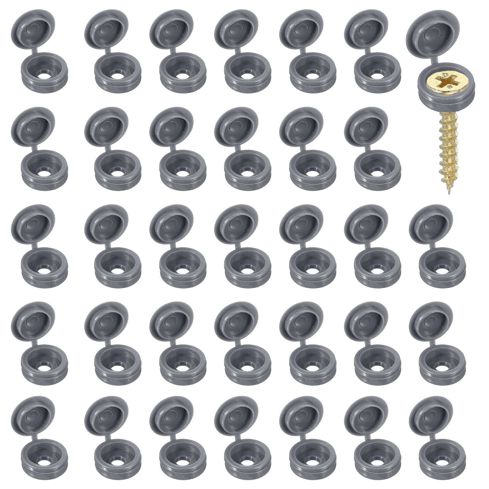 YELARXI Screw Snap Covers, Plastic Hinged Screw Cover Caps Shutter Screws Fold Snap Washer- Fitting for (Windows - Railings - Home Furniture - Cabinets) 4 mm & 200 Pack & Space Gray