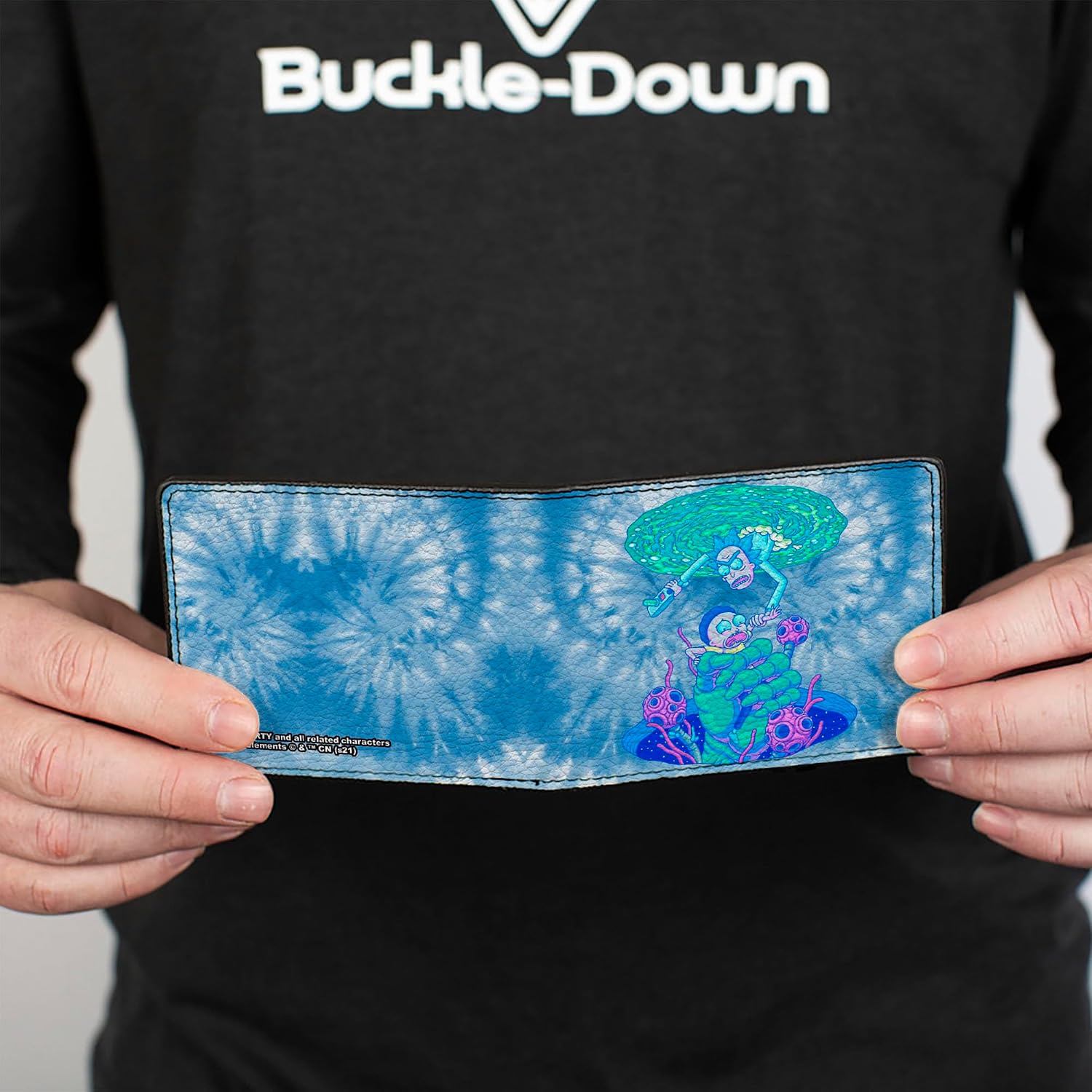Buckle-Down Rick and Morty Wallet, Bifold, Rick and Morty Circuit Faces Portal Gun, Vegan Leather