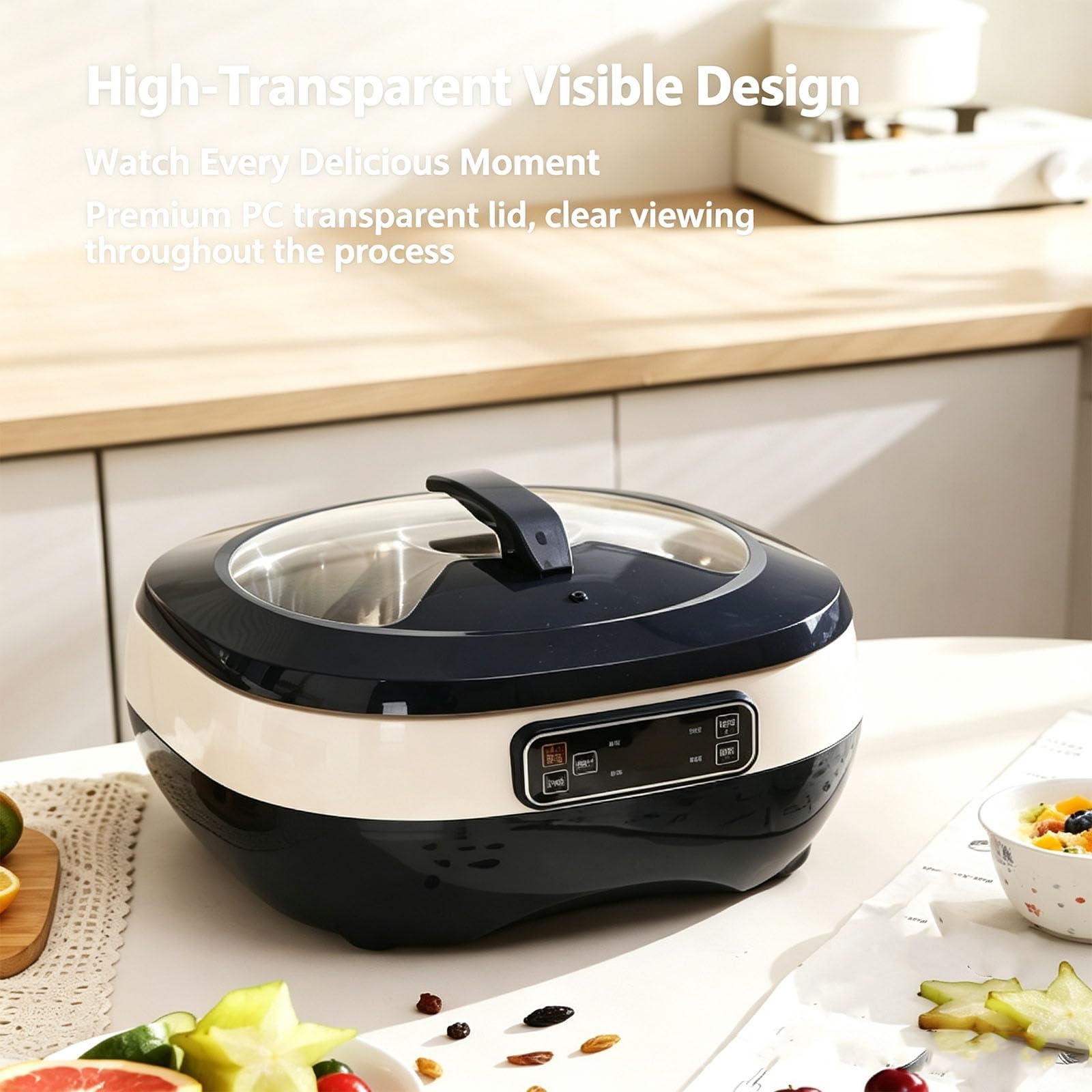 Machine De Fermentation Électrique pour Pâte, 5 L, avec Écran LCD, Chauffage Uniforme, Minuterie 1-72 H, Design Élégant, pour Yaourt, Pain, Pizza, Natto Biue